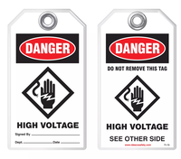 Safety Tag - Danger, High Voltage (With Symbol)