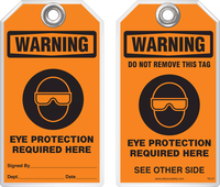 Warning Tag - Warning, Eye Protection Required Here