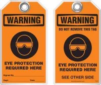 Warning Tag - Warning, Eye Protection Required Here