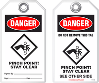 Safety Tag - Danger, Pinch Point! Stay Clear