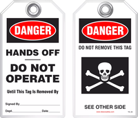 Lockout Safety Tag - Danger, Hands Off, Do Not Operate