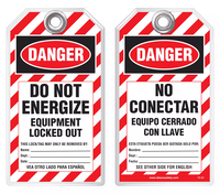 Bilingual Safety Tag - Danger, Do Not Energize, Equipment Locked Out, No Conectar, Equipo Cerrado Con Llave