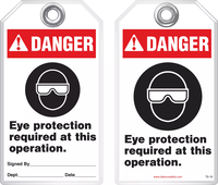 Warning Tag - Danger, Eye Protection Required At This Operation (Ansi)