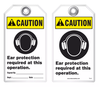 Warning Tag - Caution, Ear Protection Required At This Operation  (Ansi)