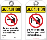 Warning Tag - Caution, Do Not Operate Before You Read Instructions (Ansi)