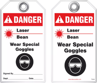 Warning Tag - Danger, Laser Beam, Wear Special Goggles (Ansi)