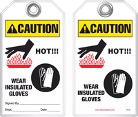 Warning Tag - Caution, Hot! Wear Insulated Gloves (Ansi)