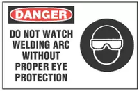 Danger Sign, Do Not Watch Welding Arc Without Proper Eye Protection (With Symbol) 