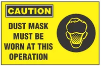Caution Sign, Dust Mask Must Be Worn At This Operation (With Symbol, Yellow Background) 