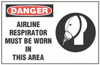 Danger Sign, Airline Respirator Must Be Worn In This Work Area (With Symbol) 