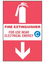 Fire Extinguisher Sign, For Use Near Electrical Energy 