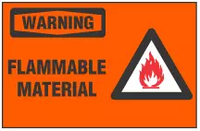 Warning Sign, Flammable Material (With Symbol, Orange Background) 
