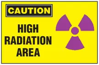 Caution Sign, High Radiation Area (With Symbol) 