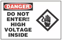 Danger Sign, Do Not Enter!! High Voltage Inside (With Symbol)