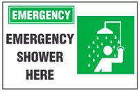 Emergency Sign, Emergency Shower Here (With Symbol) 