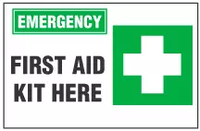 Emergency Sign, First Aid Kit Here (With Symbol) 