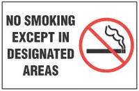 No Smoking Sign - No Smoking Except In Designated Areas (With Symbol)