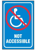 Handicapped Sign,Not Accessible (With Symbol, Blue Background) 