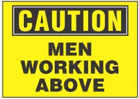 Caution Sign, Men Working Above (Yellow Background) 