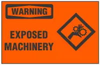 Warning Sign, Exposed Machinery (With Symbol, Orange Background) 