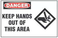 Danger Sign, Keep Hands Out Of This Area  (With Symbol) 