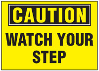 Caution Sign, Watch Your Step (Yellow Background) 