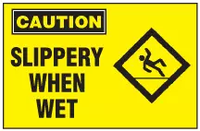 Caution Sign, Slippery When Wet (With Symbol, Yellow Background) 