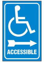 Handicapped Sign,Accessible (Right Arrow, Blue Background) 