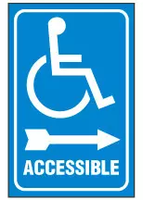 Handicapped Sign,Accessible (Right Arrow, Blue Background) 