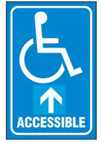 Handicapped Sign,Accessible (Straight Ahead Arrow, With Symbol) 