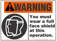 Warning Sign, You Must Wear A Full Face Shield At This Operation (With Symbol) 