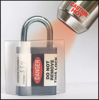 DIY Photo ID Padlock Labels, DO NOT REMOVE THIS LOCK, EQUIPMENT LOCKED OUT BY and clear heavy-duty Shrink To Fit sleeve (35 Labels and 35 Sleeves per package)  