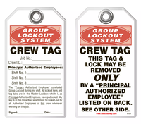 Lockout Safety Tag - Group Lockout System, Crew Tag