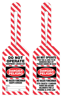 Bilingual Loop Tag - Danger, Peligro, Do Not Operate, Equipment Locked Out By, No Hacer Funcionar (English/Spanish) (10/Pack)