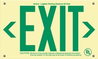 Rigid Plastic Green Glow-in-the-Dark Exit Sign - UL 924 Listed