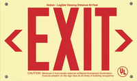 Rigid Plastic Red Glow-in-the-Dark Exit Sign - UL 924 Listed