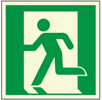 Aluminum Glow-in-the-Dark Emergency EXIT Symbol, Man Running Left, with Adhesive Back