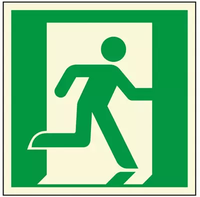 Aluminum Glow-in-the-Dark Emergency Exit Symbol, Man Running Right, with Adhesive Back