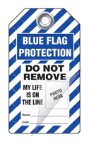 Blue Flag Do Not Remove Peel and Stick Safety Tag