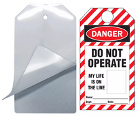 DIY Photo ID Safety Tag and Laminating Pouch Kits "My Life Is On The Line" (20 Safety Tags and 20 laminating pouches per package)