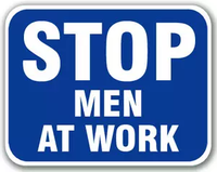 Stop Men At Work Blue Sign 