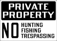 Private Property No Hunting, Fishing, Trespassing