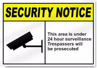 Security Notice This Area Under 24 Hour Surveillance