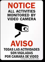 Notice All Activities Monitored By Video Camera