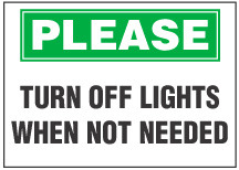 Please turn off the light when not in use Safety sign 