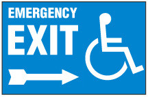 Handicapped Sign Emergency Exit Right Arrow With Symbol Idesco Safety