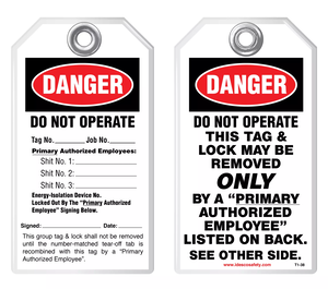 Lockout Safety Tag - Danger, Do Not Operate (With Authorization)