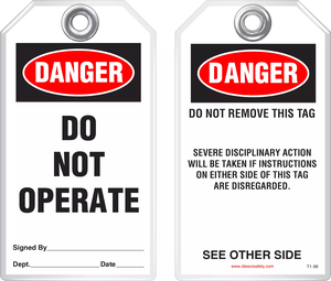 Lockout Safety Tag - Danger, Do Not Operate (Disciplinary Action) 