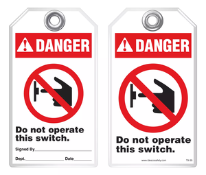 Lockout Safety Tag - Danger, Do Not Operate This Switch (Ansi)