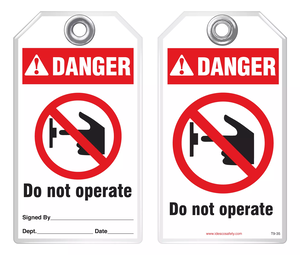 Lockout Safety Tag - Danger, Do Not Operate (Ansi)